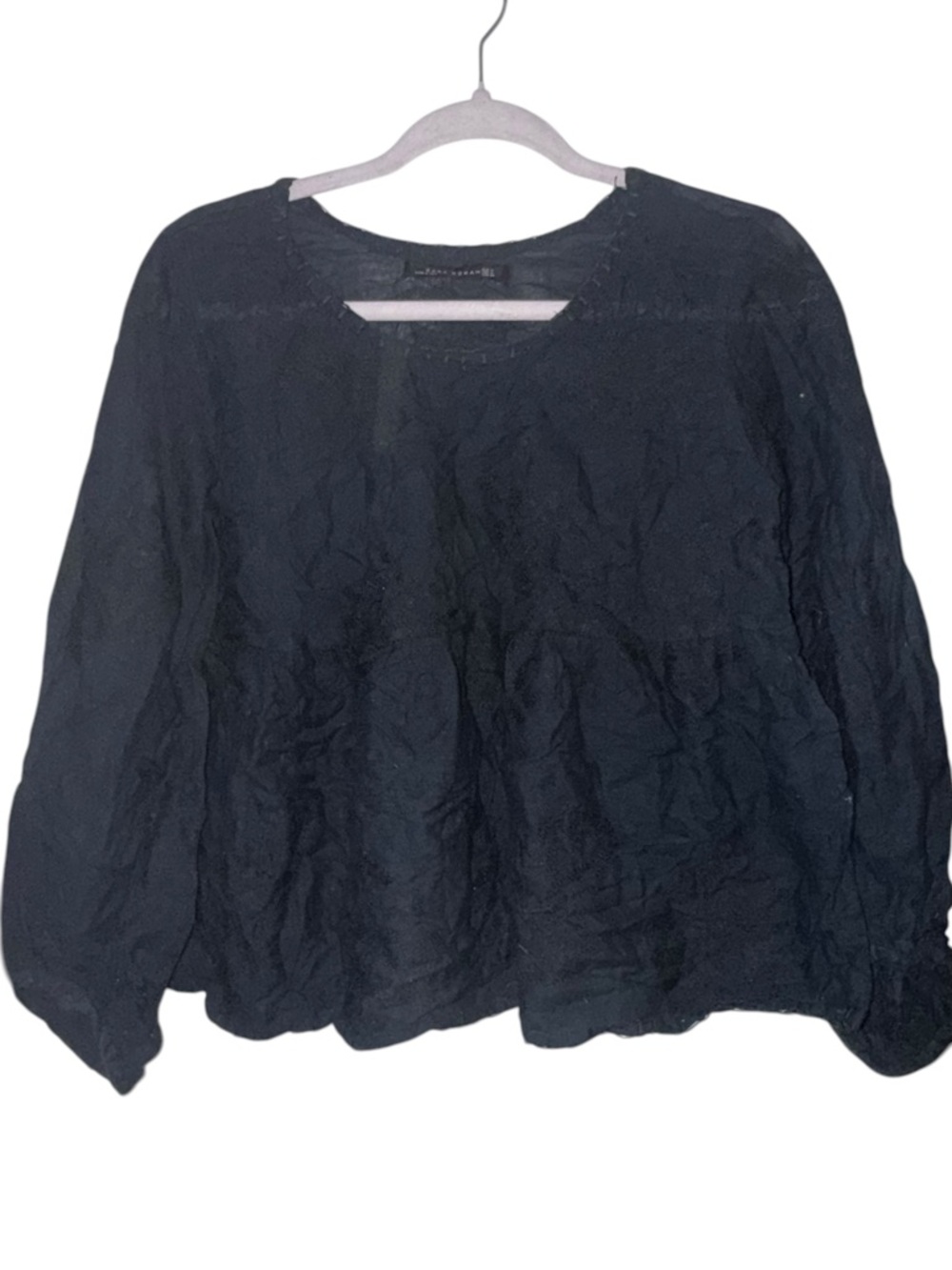 Zara black embroidered collar top